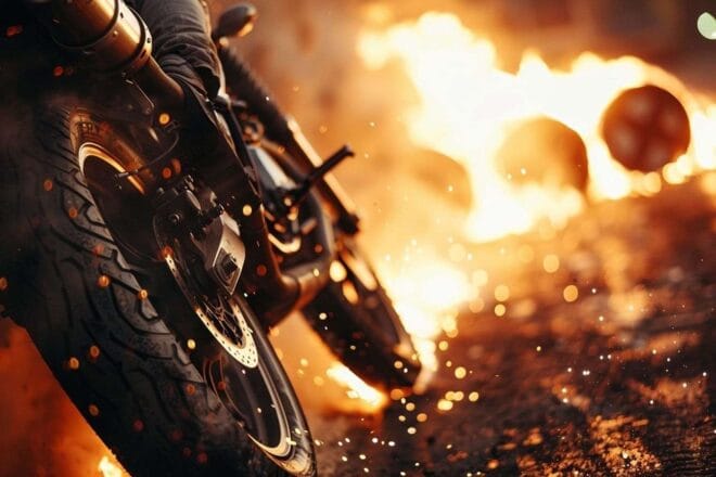 Image d'illustration. Cascade cinéma moto.