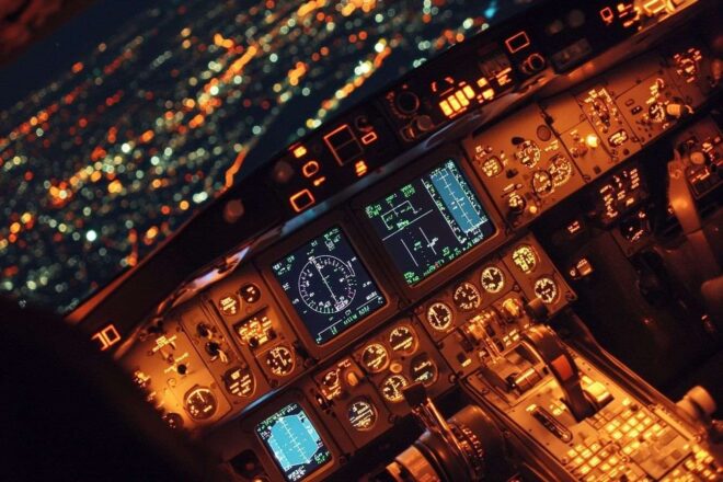 Image d'illustration. Vue rapprochée d un cockpit airbus