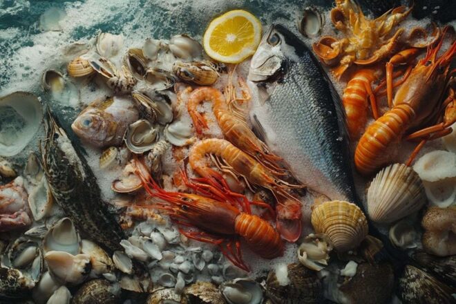 Image d'illustration. Étalage de fruits de mer Étincelants