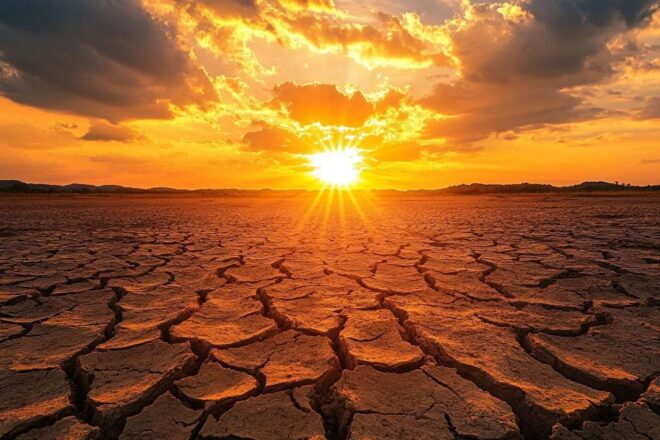 Image d'illustration. Paysage au crépuscule sur terre sèche