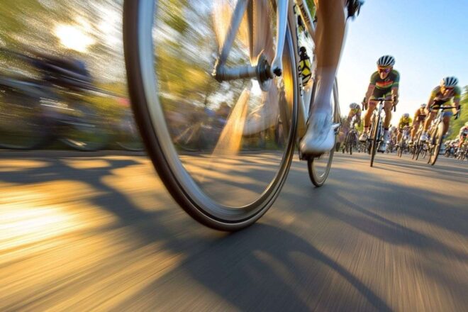 Image d'illustration. Tour de france roues de vélo en gros plan