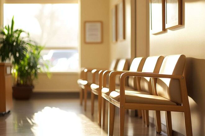 Dans une salle d'attente médicale