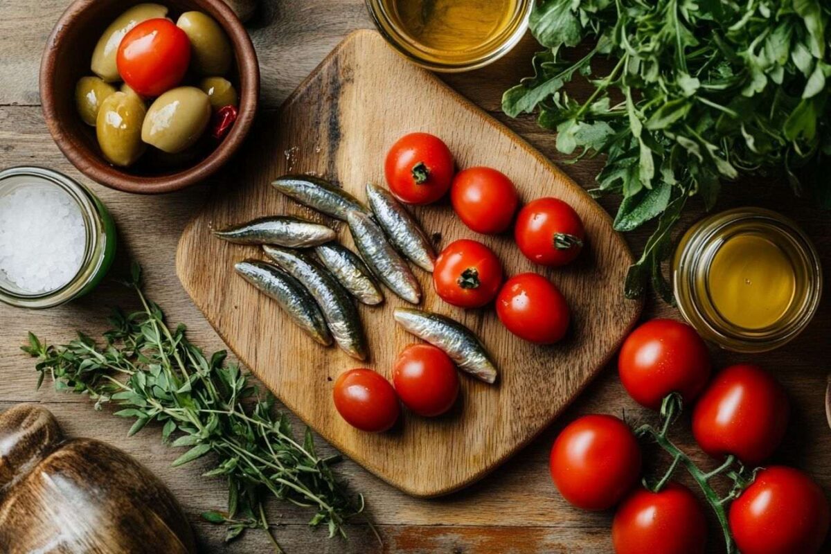 Ingrédients pour une salade méditerranéenne