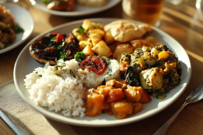 Assiette de plats internationaux s adaptant à de nouvelles réalités agricoles