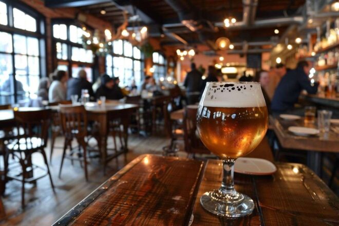 Bière fraîchement versée au bistro