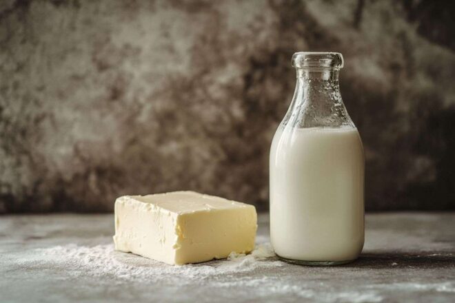 Gros plan d une bouteille en verre de lait entier