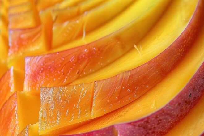 Gros plan d une mangue découpée en technique hérisson