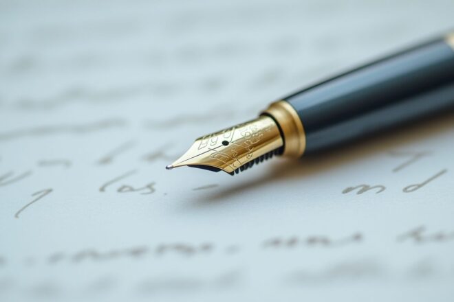Vue détaillée d un stylo brillant