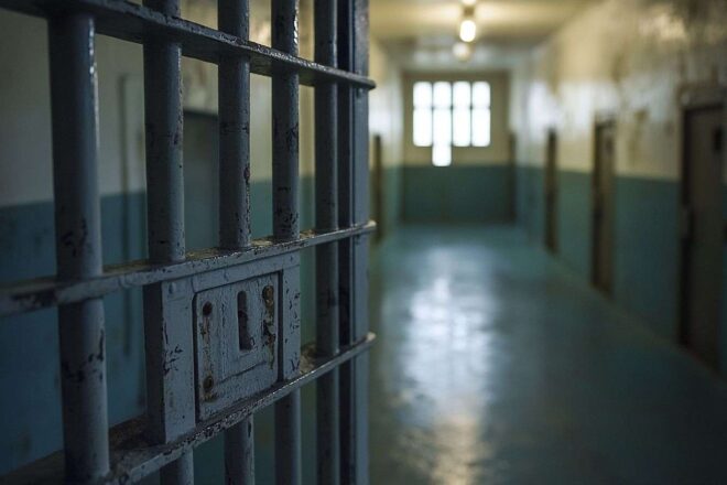 Vue perspective porte prison ouverte