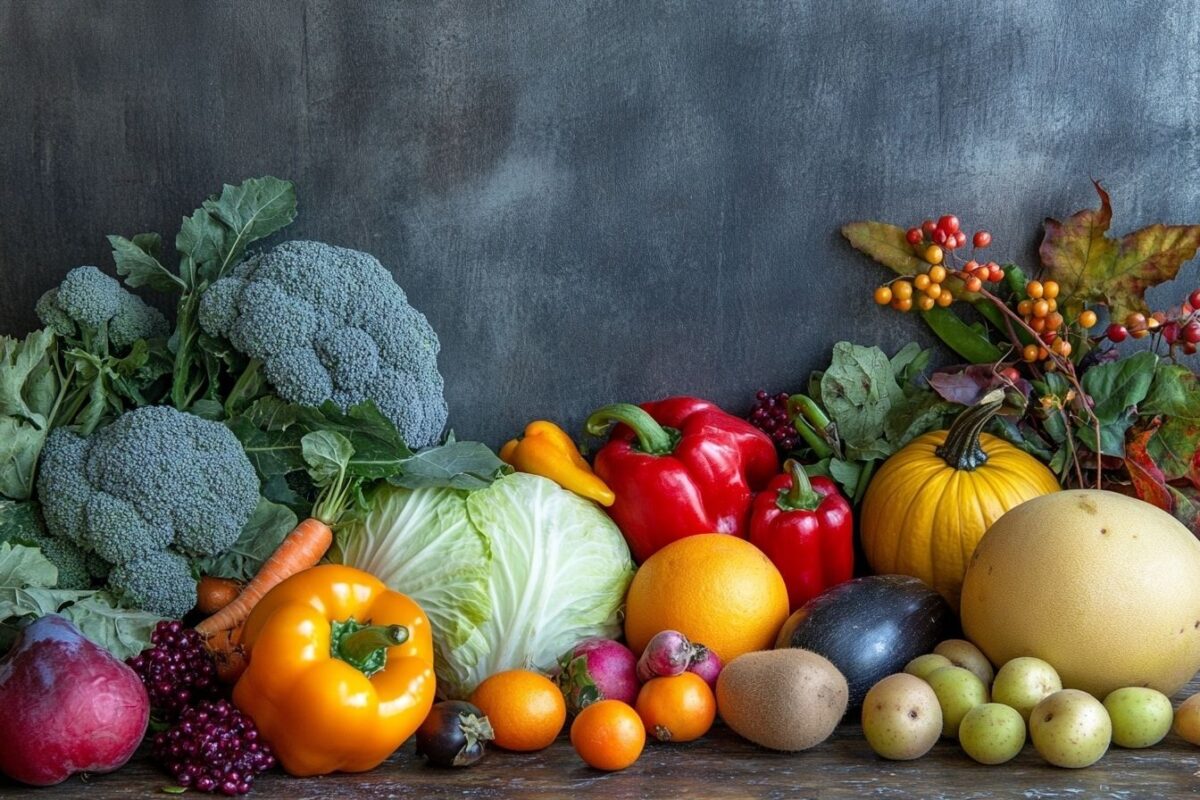 Assortiment de fruits et légumes d octobre