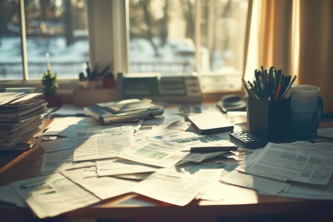 Bureau avec factures