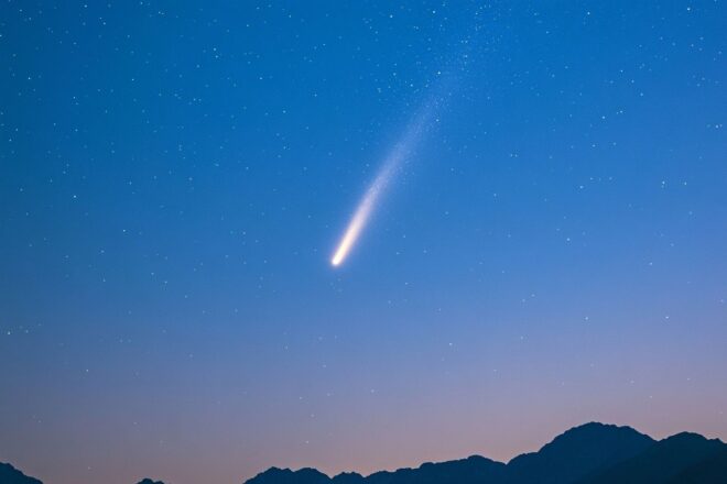 Comète brillante dans le ciel nocturne