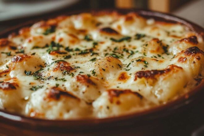 Gnocchi doré au four avec fromage fondu