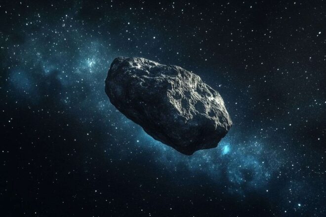 Gros plan d un astéroïde rocheux proche de la terre