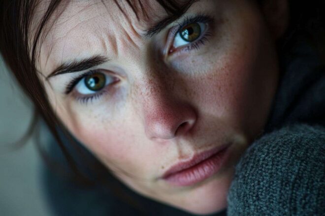 Gros plan d une expression anxieuse