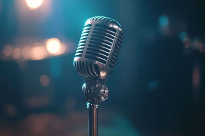 Microphone élégant sur pied pour eurovision