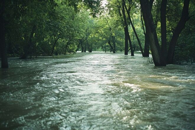 Paysage d une rive inondée