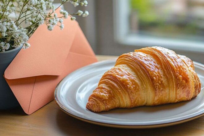 Petit déjeuner chaleureux avec croissant