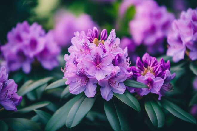 Rhododendrons vibrants au printemps