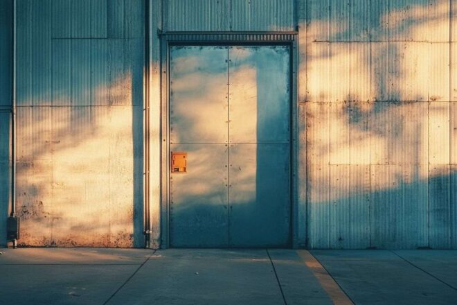 Vue aérienne d une porte métallique fermée