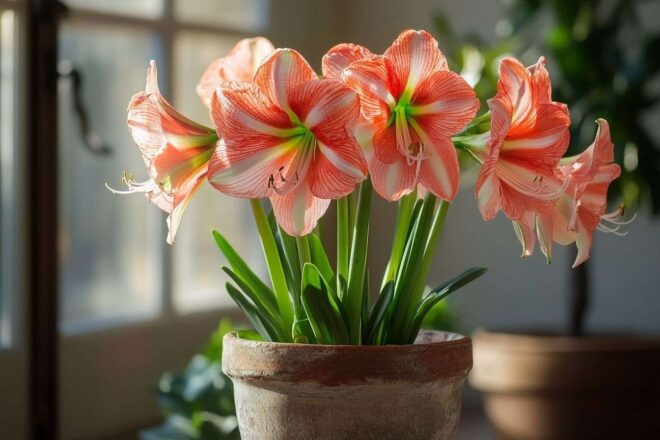 Bulbes d amaryllis en pot rustique