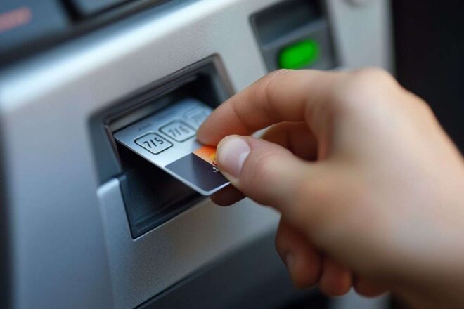 Carte insérée dans un distributeur automatique