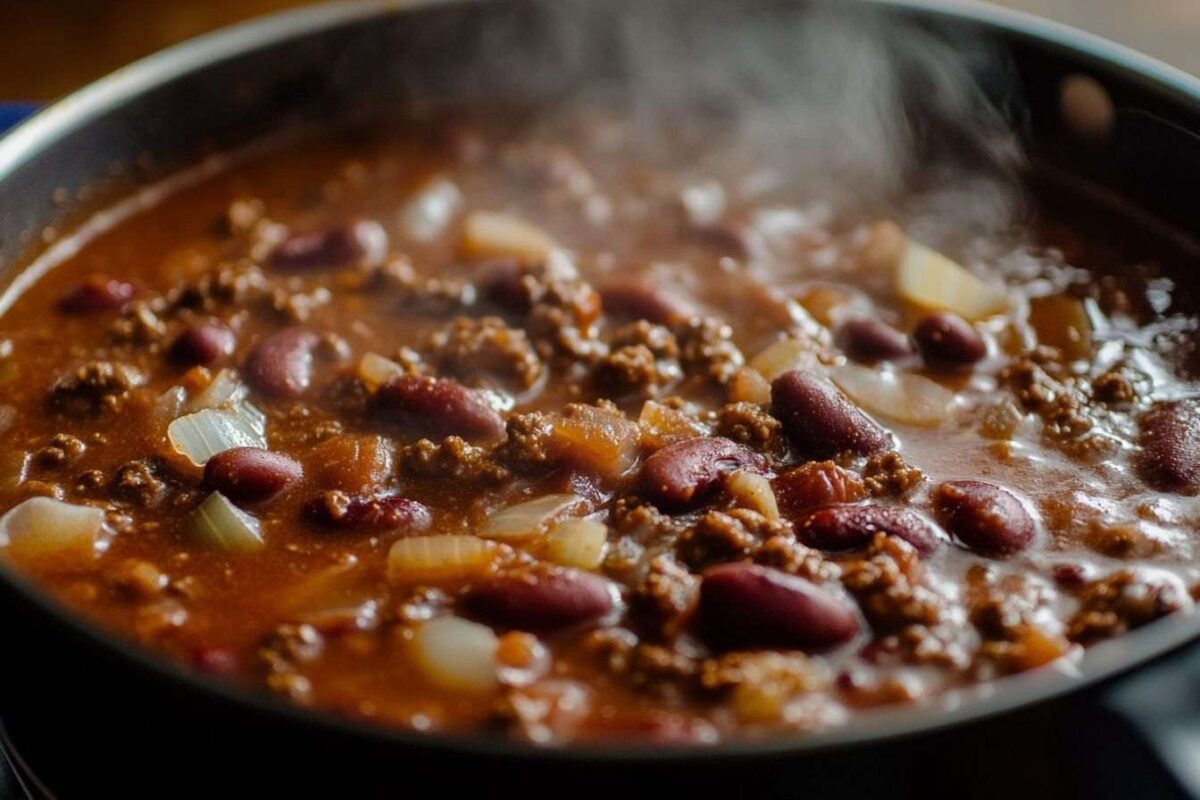 Chili con carne fumant