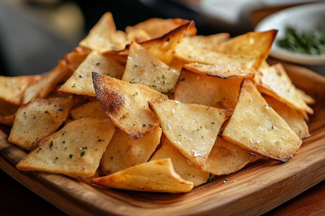 Chips de pain libanais dorés