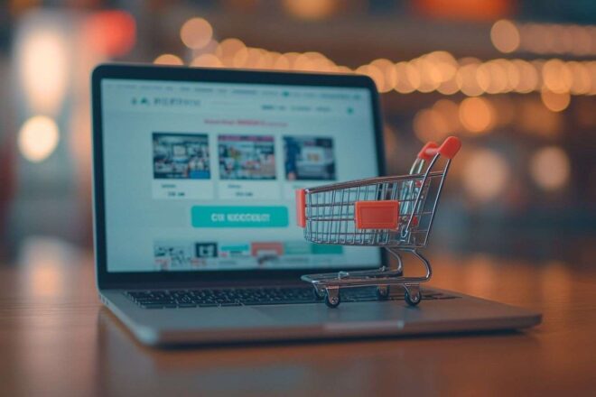 Écran d ordinateur portable affichant une interface de shopping en ligne