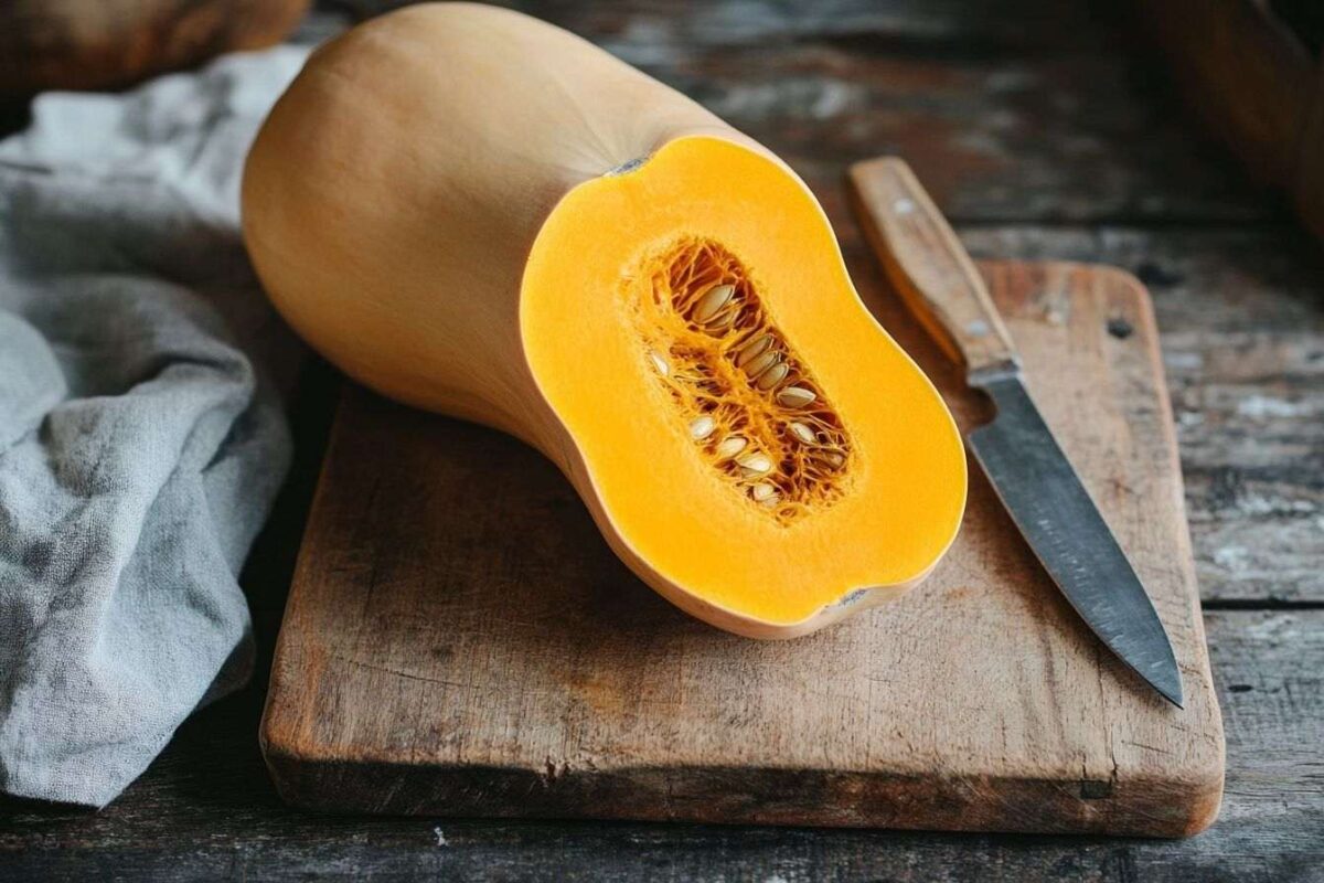 Gros plan d une courge butternut vibrante