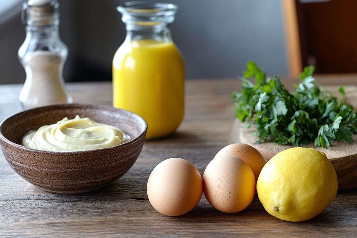 Ingrédients frais pour mayonnaise maison