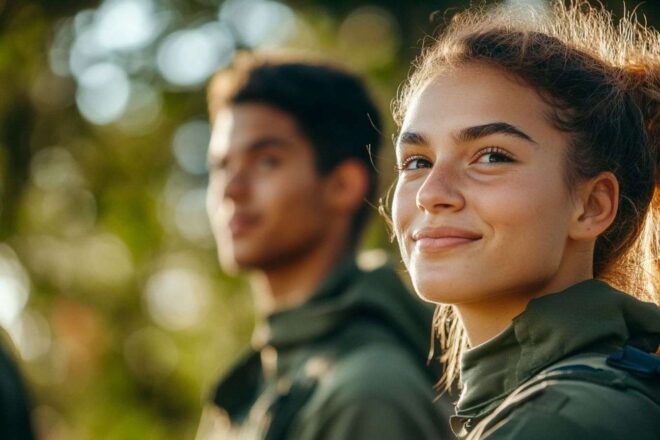 Jeunes volontaires en uniforme