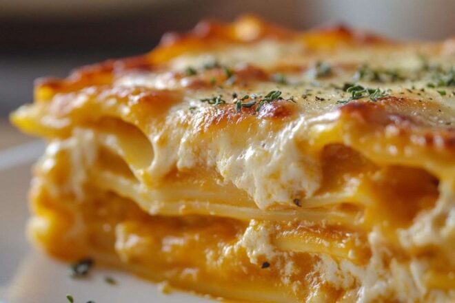 Lasagne à la citrouille en gros plan