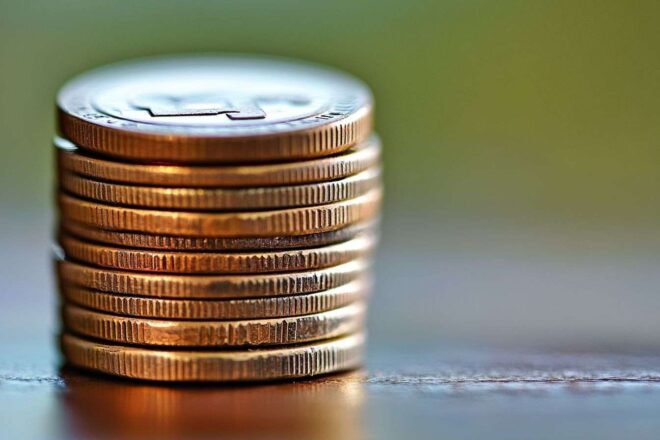 Pièce d un cent empilée