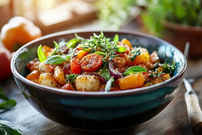 Plat rustique italien dans un bol en céramique