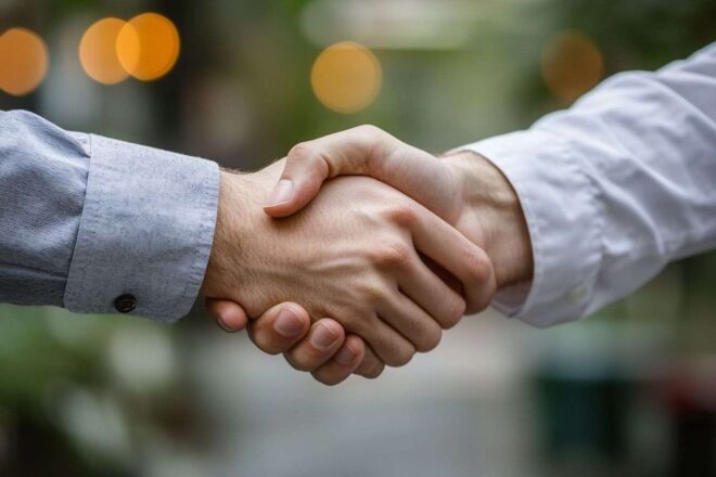 Serre de main entre employeur et employé
