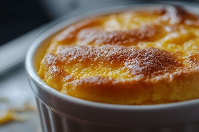 Soufflé de courge musquée dorée en gros plan