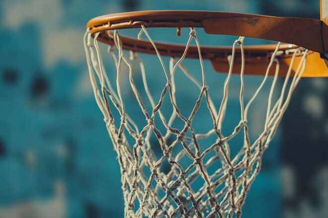 Vue artistique d un panier de basket