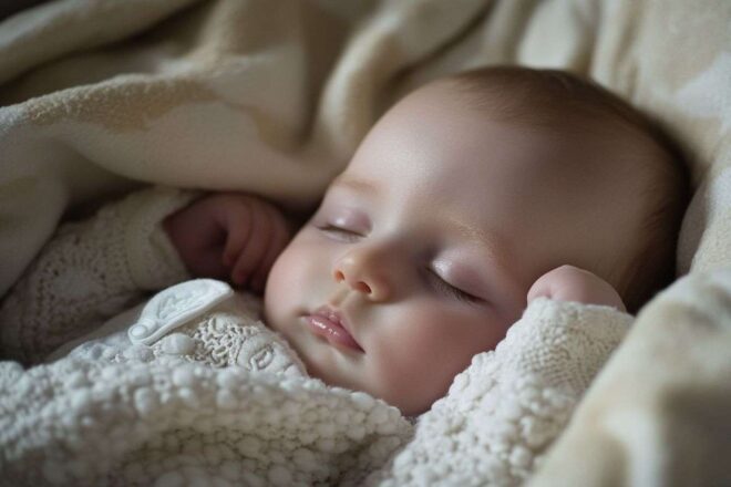 Bébé paisible dormant dans un berceau