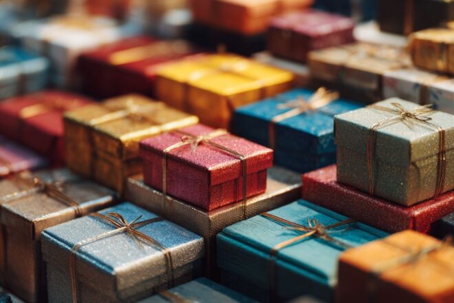 Cadeaux colorés de vacances en vente