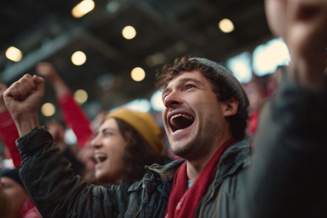 Fans célébrant un but avec joie