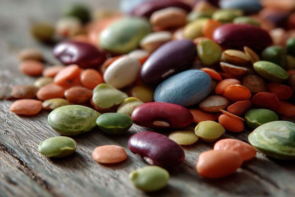Gros plan de légumineuses colorées