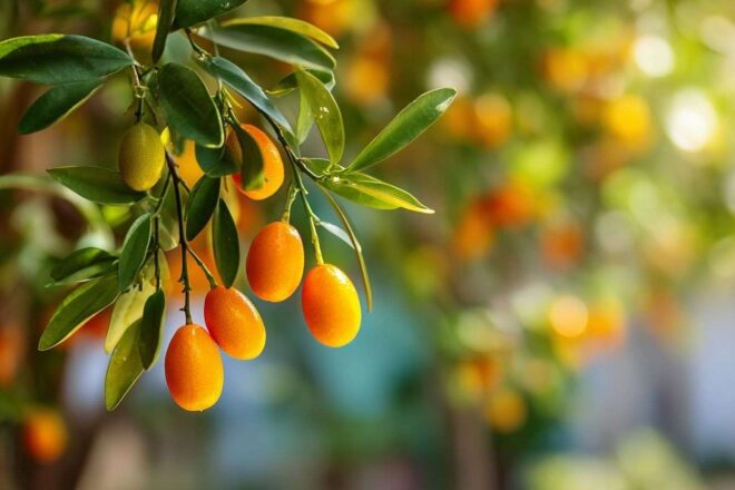 Gros plan d un arbre kumquat vibrant