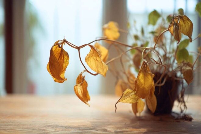 Gros plan d une plante d intérieur flétrie