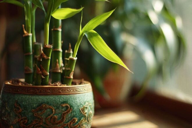 Gros plan sur un bambou porte bonheur