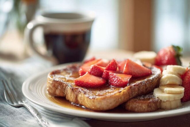 Petit déjeuner cosy avec pain perdu
