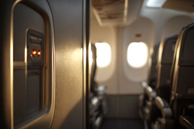 Porte d avion ouverte révélant l intérieur de la cabine