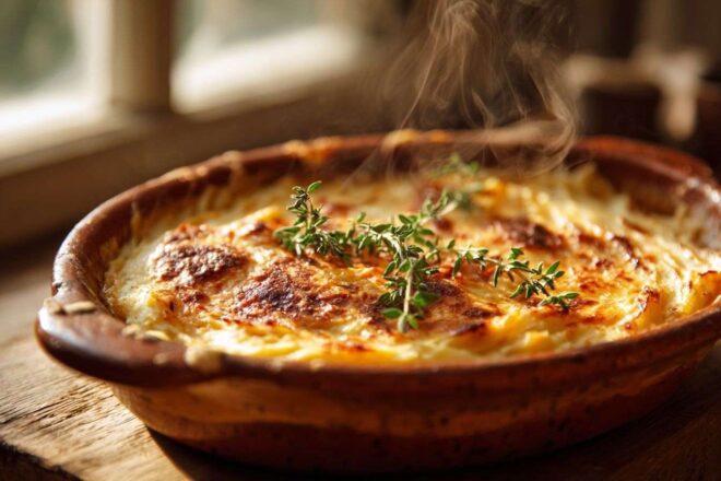 Gratin de pommes de terre et carottes doré