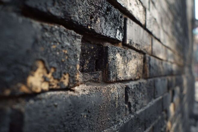 Gros plan d un mur avec marques noires