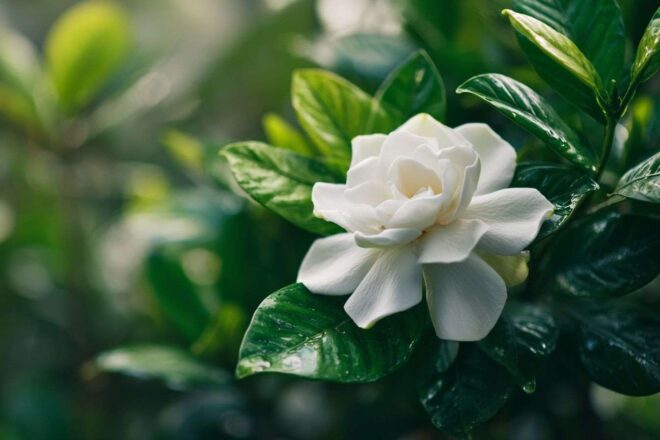 Gros plan d une fleur de gardénia en pleine floraison